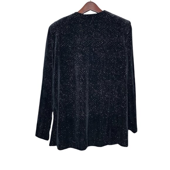 Vintage R&M Richards Petite 12 12P Black Silver Embellished Velvet Blazer Jacket - Picture 3 of 5